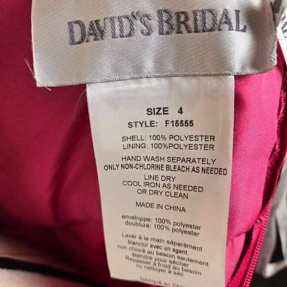 David's Bridal Size 4 Strapless Pink Floor Length Gown Pleated Top Flowy Skirt - Picture 9 of 12